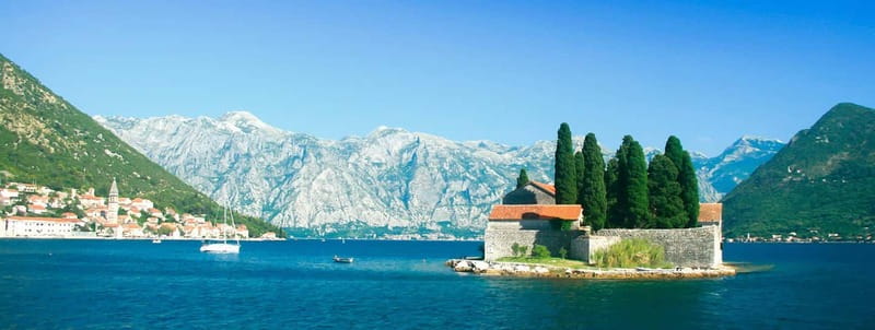 Bokokotor Bay, Blue Cave and panorama of Mamula - Mamula Island from the water