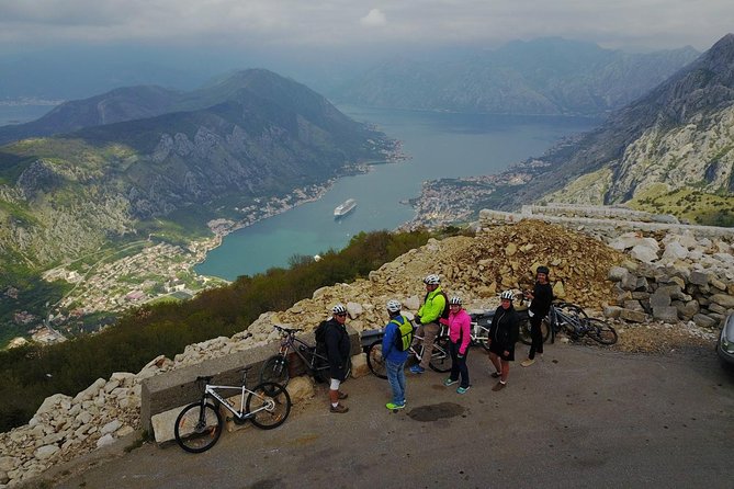 Epic 25 Turns Downhill Bike Descent w/ Panoramic Cable Car Ascent - Riding the 25 turns down toward Kotor